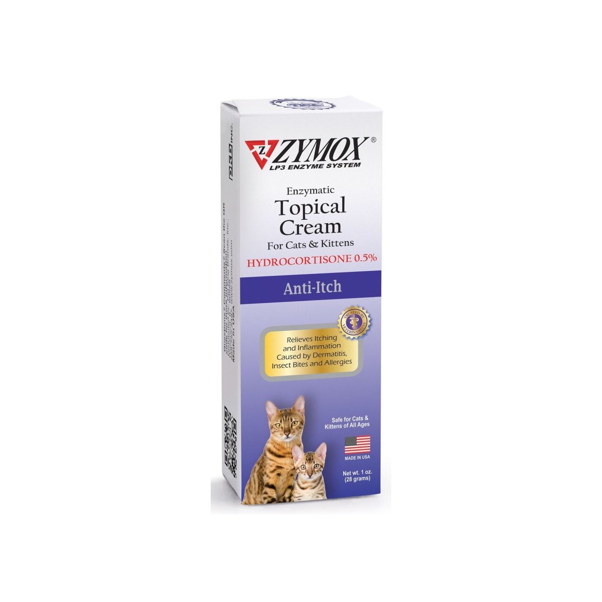 Zymox Enzymatic Topical Cream 0.5 Hydrocortisone for Cats Kittens 1 oz (3pack) - Pets Perfect