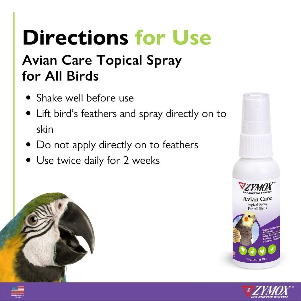 Zymox Avian Care Topical Solution Spray 2oz