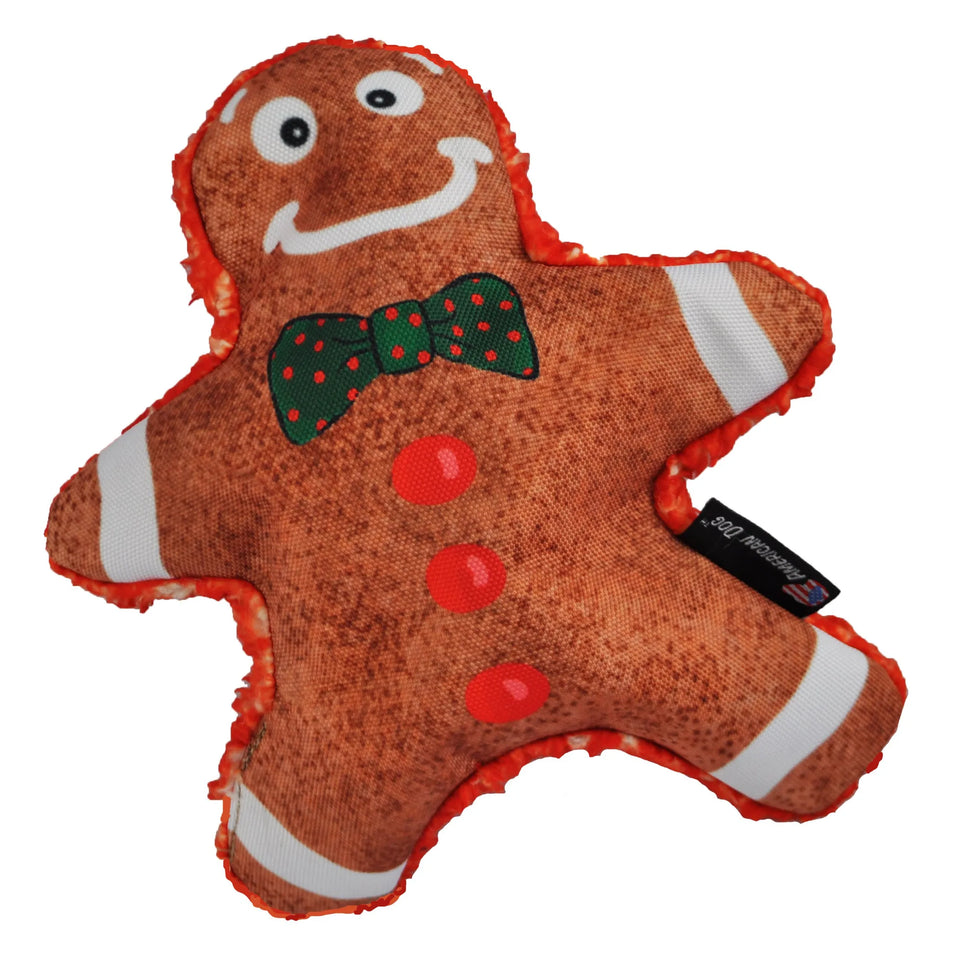 Gingy Gingerbread Man Crinkle Dog Toy - Floating Squeaky Plush, Brown/1