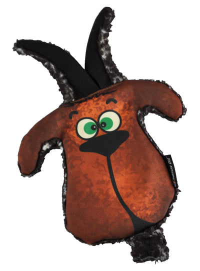 Grazer Goat Dog Toy - Squeakerless Crinkle Toy That Floats, Tan/black/1
