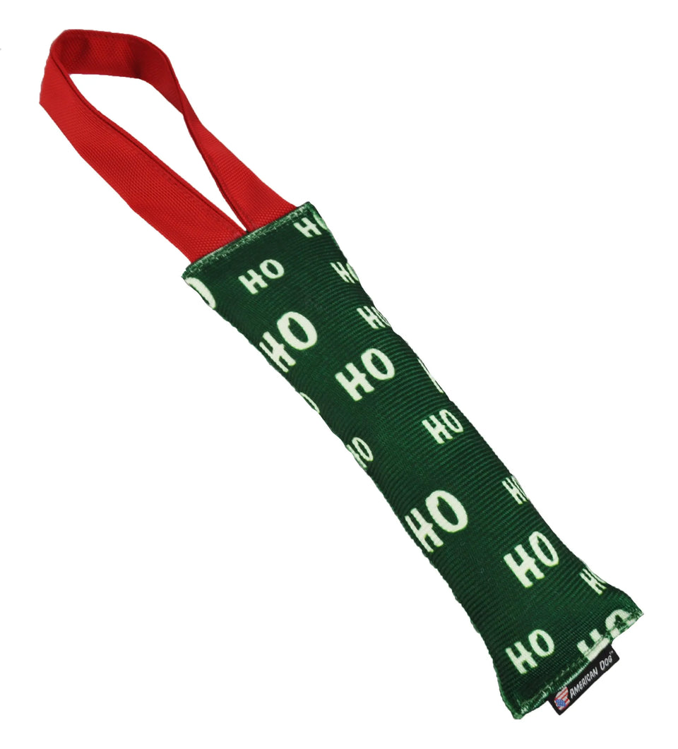 HO HO Hose Dog Toy - 8" Fire Hose Tug Toy with Squeaker & Float, Green/white/1