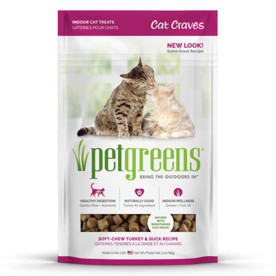 Pet Greens Cat Craves Semi-Moist Soft Cat Treats Turkey & Duck 3 oz