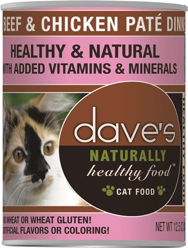 Dave's Naturally Healthy Cat Food, Beef and Chicken 13.2 oz. 12 ct