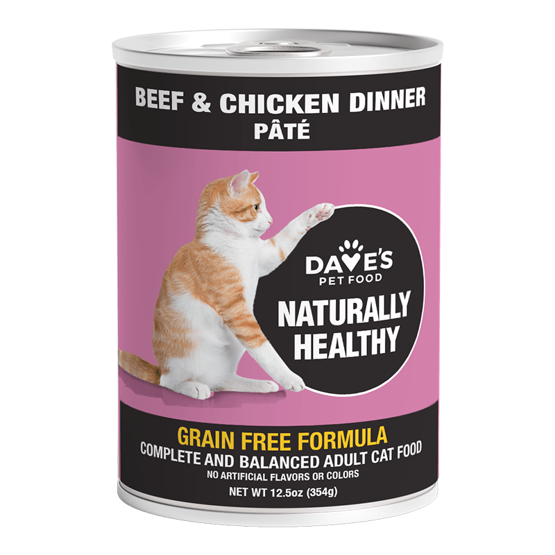 Dave's Naturally Healthy Cat Food; Beef and Chicken 13.2oz. (Case of 12) - Pets Perfect