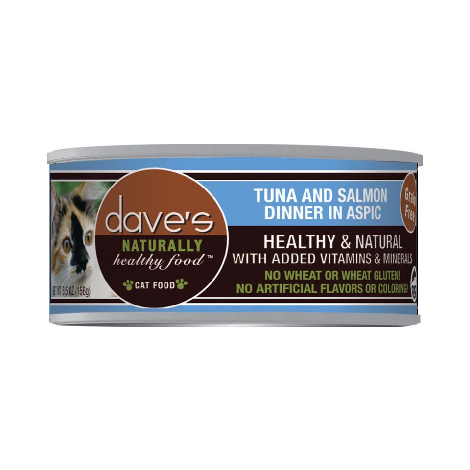 Daves Naturally Healthy Cat Food Tuna and Salmon Dinner in Aspic 3 oz 24 ct