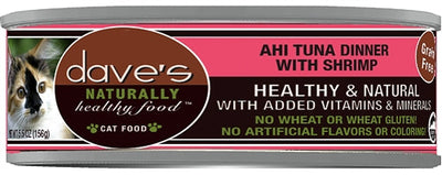 Dave's Pet Food Naturally Healthy Wet Cat Food - Ahi Tuna and Shrimp, 5.5 oz, 24 ct