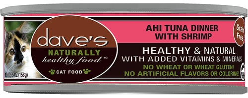 Dave's Pet Food Naturally Healthy Wet Cat Food - Ahi Tuna and Shrimp, 5.5 oz, 24 ct