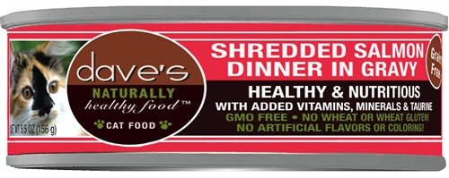 Daves Naturally Healthy Shredded Salmon In Gravy 5.5oz. (Case of 24) - Pets Perfect