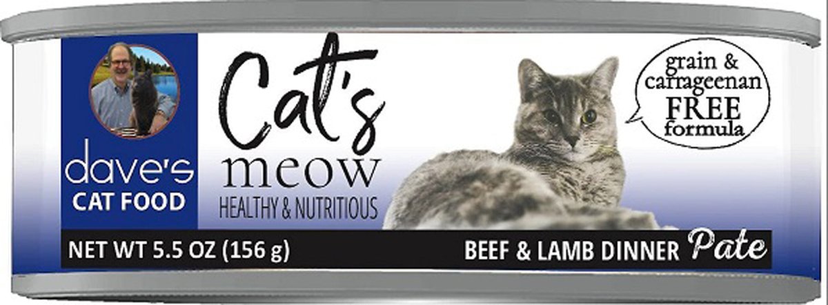 Dave's Pet Food Cat's Meow Beef with Lamb Dinner 5.5oz. (Case of 24) - Pets Perfect