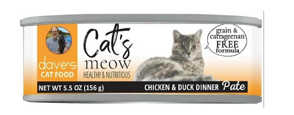 Dave's Pet Food Cat's Meow Chicken with Duck Dinner Wet Cat Food - Pate, 5.5 oz, 24 ct