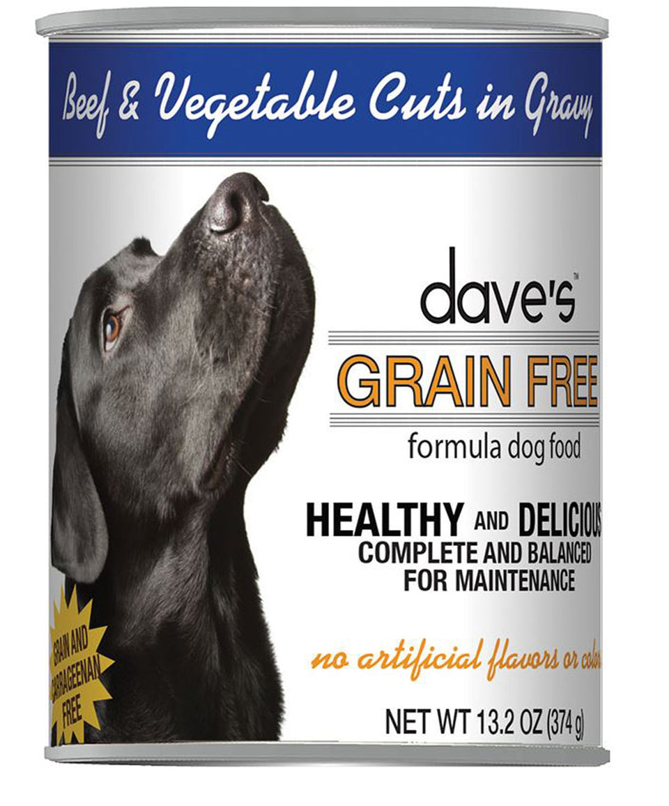 Dave's Dog Grain-Free Beef And Vegetable Cuts in Gravy, 13.2 oz each, Case of 12