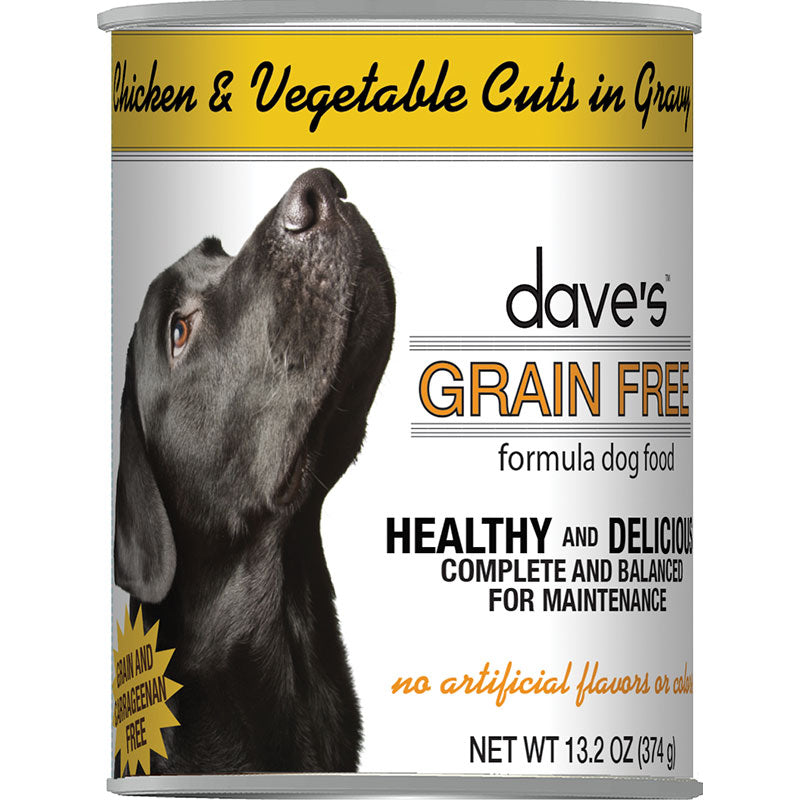 Dave's Dog Grain-Free Chicken And Vegetable Cuts in Gravy, 13.2 oz each, Case of 12