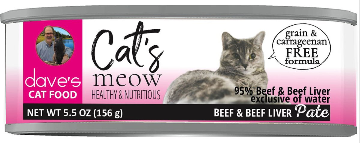 Dave's Pet Food Cat's Meow 95% Beef with Liver 5.5oz. (Case of 24) - Pets Perfect