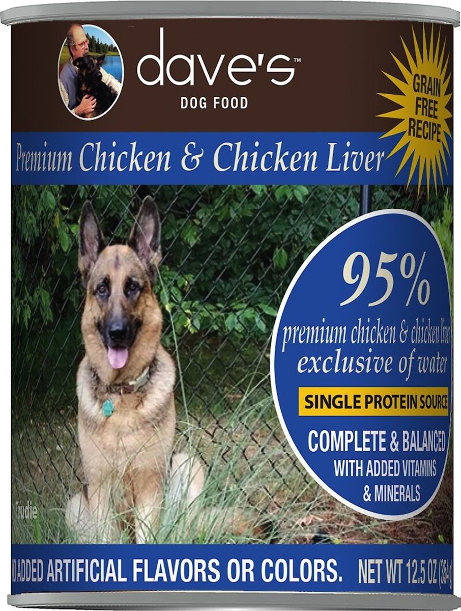 Dave's Pet Food Dog 95% Premium Meats Chicken And Chicken Liver 12.5oz (Case of 12) - Pets Perfect