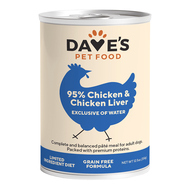 Dave's Pet Food Dog 95% Premium Meats Chicken And Chicken Liver 12.5oz (Case of 12) - Pets Perfect