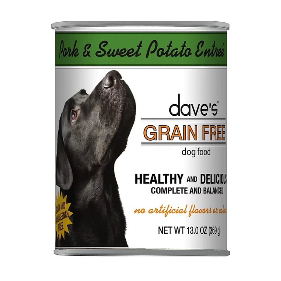 Daves Pet Wet Dog Food Dog Grain-Free Pork And Sweet Potato, 13.2 oz each, Case of 12