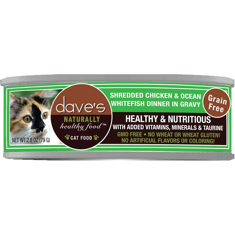 Dave's Cat Grain-Free Shredded Chicken N Whitefish 2.8 oz. 24 ct