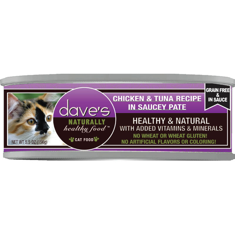Dave's Cat Grain-Free Saucey Chicken N Tuna 5.5 oz. 24 ct