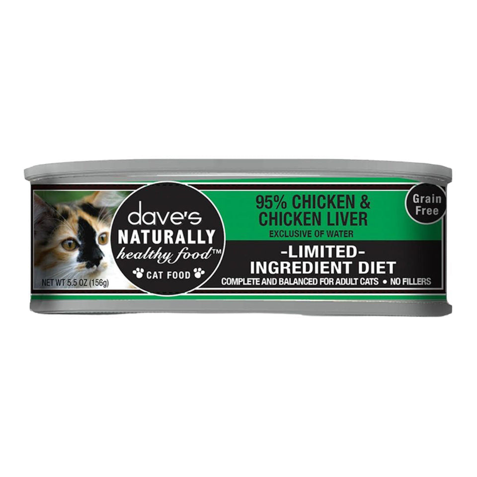 Dave's Pet Wet Cat Food Cat Grain-Free Naturally Healthy 95% Chicken 5.5 oz. 24 ct