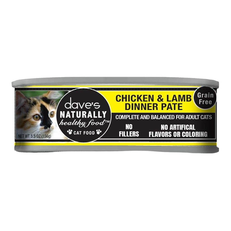 Dave's Naturally Healthy Cat Food, Chicken and Lamb Pate, 5.5 oz