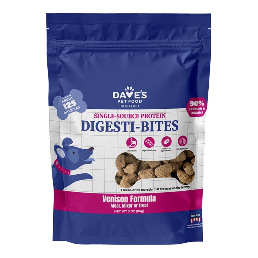 Dave's Pet Food Dog Digesti - Bites Freeze - Dried Venison 3oz. - Pets Perfect