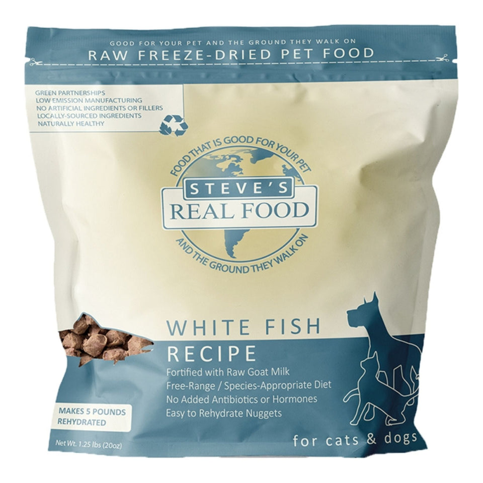 Steve's Real Food Dog & Cat Freeze-Dried Whitefish Nuggets 1.25Lbs