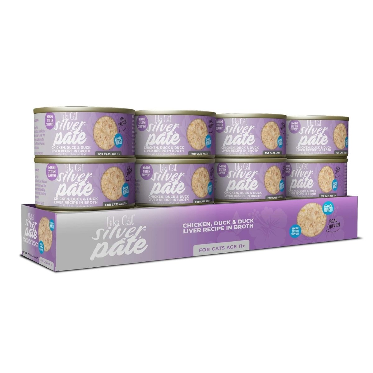 Tiki Pet Cat Silver Pate Chicken, Duck, Duck Liver 2.4oz. (Case of 12) - Pets Perfect