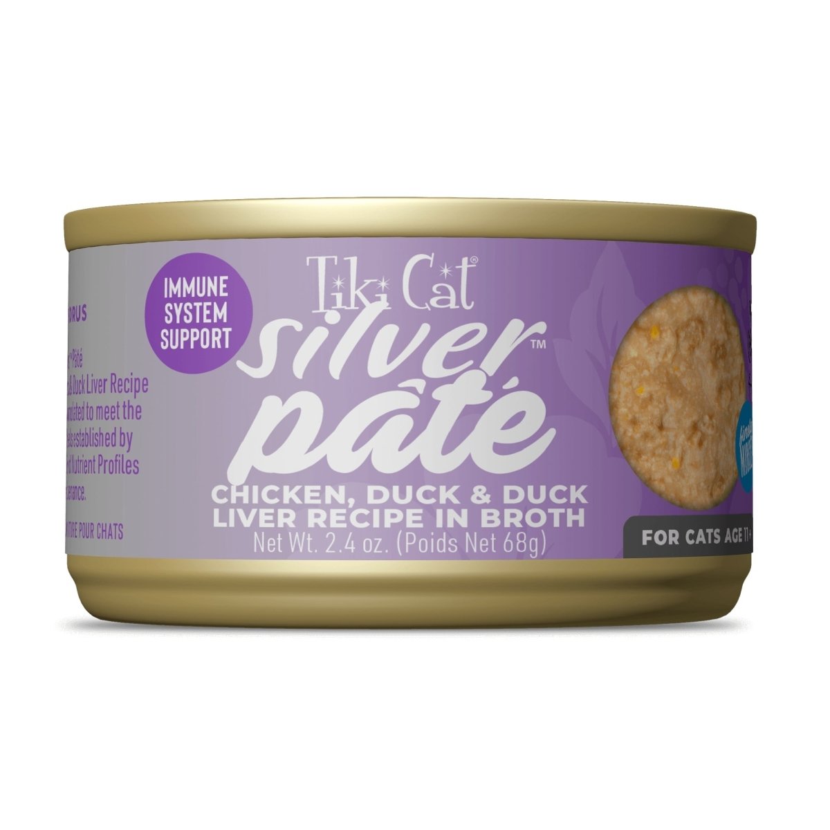 Tiki Pet Cat Silver Pate Chicken, Duck, Duck Liver 2.4oz. (Case of 12) - Pets Perfect