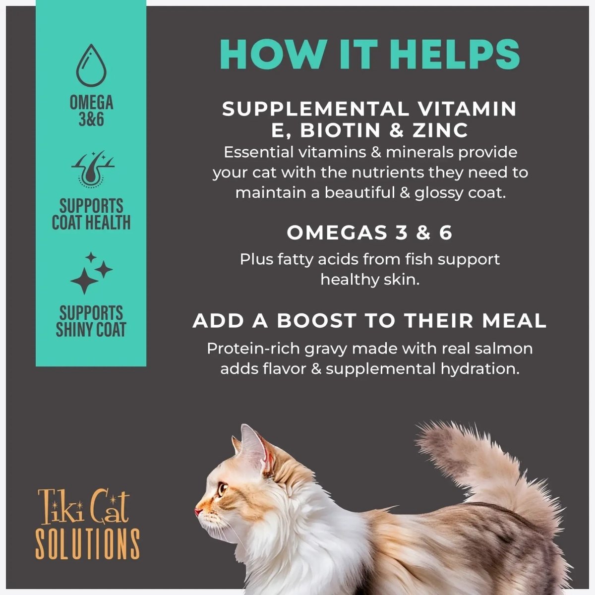 Tiki Pet Cat Solutions Topper Skin & Coat 1.5oz. (Case of 12) - Pets Perfect