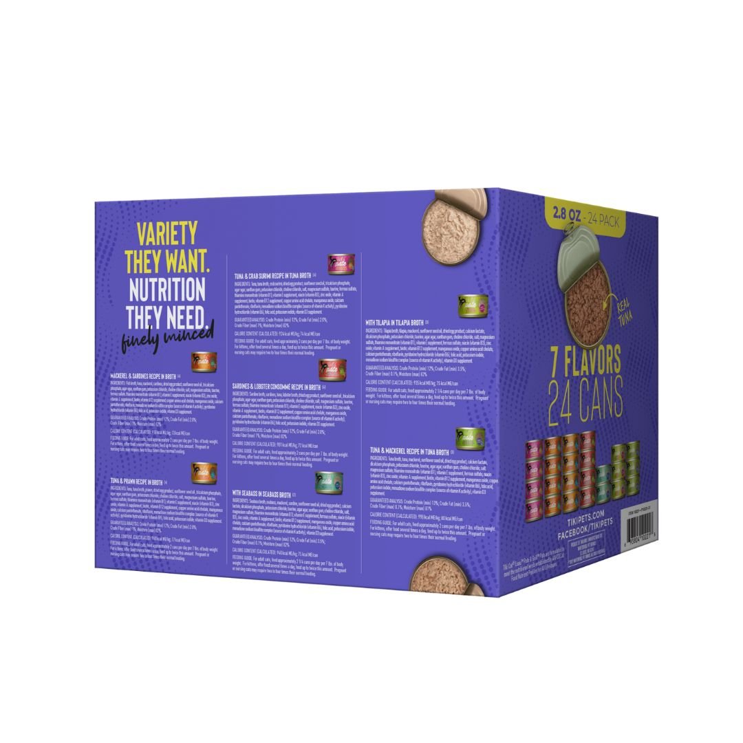 Tiki Pet Cat Fish Favorites Pate 2.8Oz Variety Pack (Case Of 24) - Pets Perfect