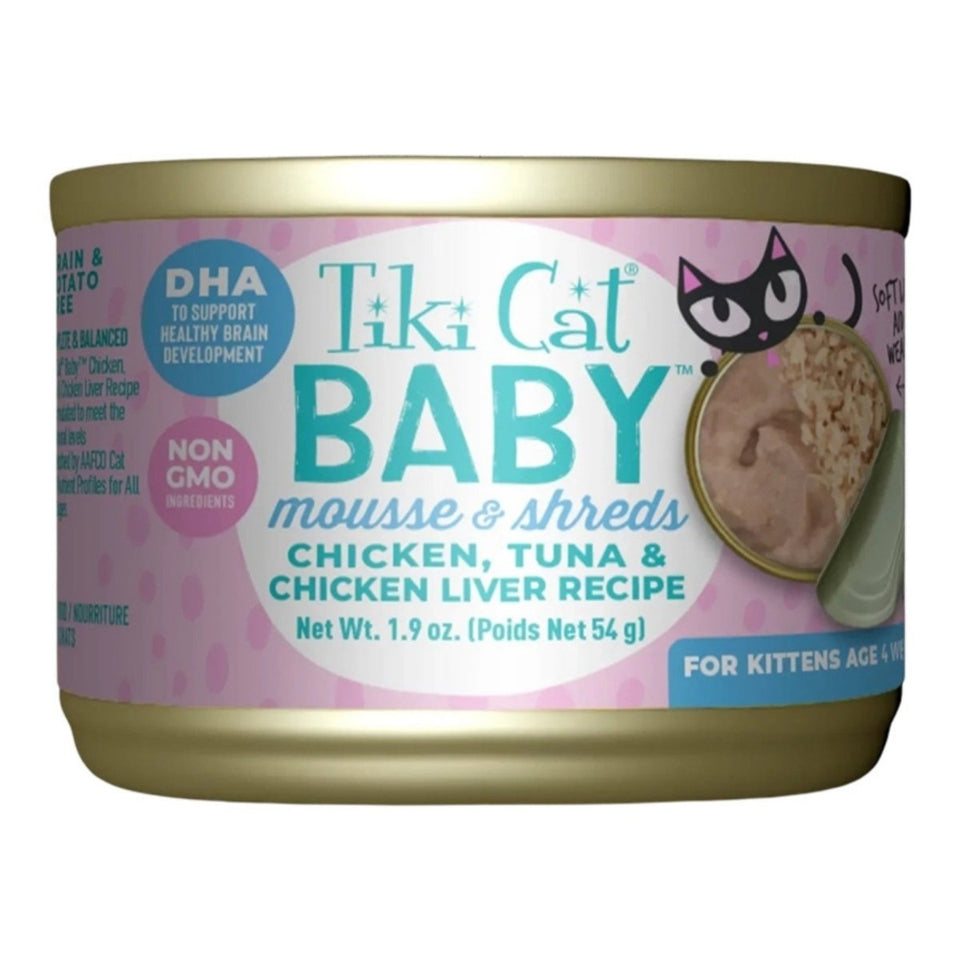 Tiki Cat Baby Mousse and Shreds Kitten Wet Cat Food, Chicken and Tuna, view 2