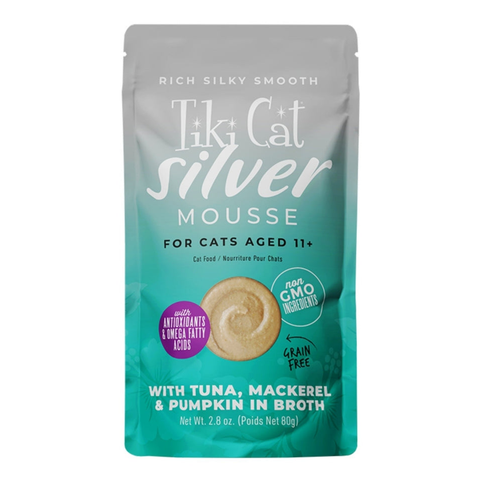 Tiki Pet Cat Silver Mousse Tuna, Mackerel & Pumpkin 2.8oz. (Case of 12)