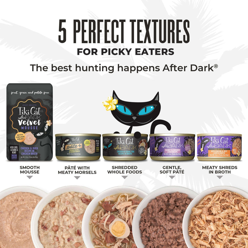Tiki Pet Cat After Dark Shreds 3oz. Variety Pack (Case of 12)