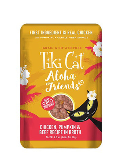 Tiki Pets Aloha Friends Wet Cat Food - Chicken, Pumpkin and Beef in Broth, 2.5 oz, 12 ct
