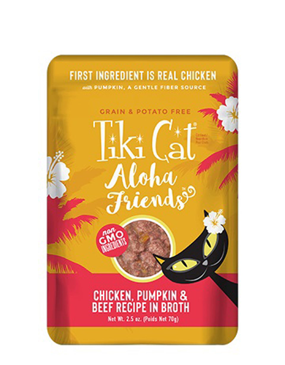 Tiki Pets Aloha Friends Wet Cat Food - Chicken, Pumpkin and Beef in Broth, 2.5 oz, 12 ct