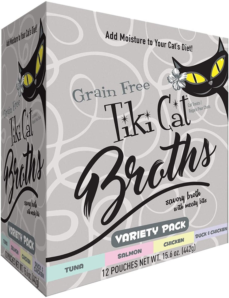 Tiki Pets Cat Broth Variety Pack 1.3oz. Pouch (Case of 12) - Pets Perfect