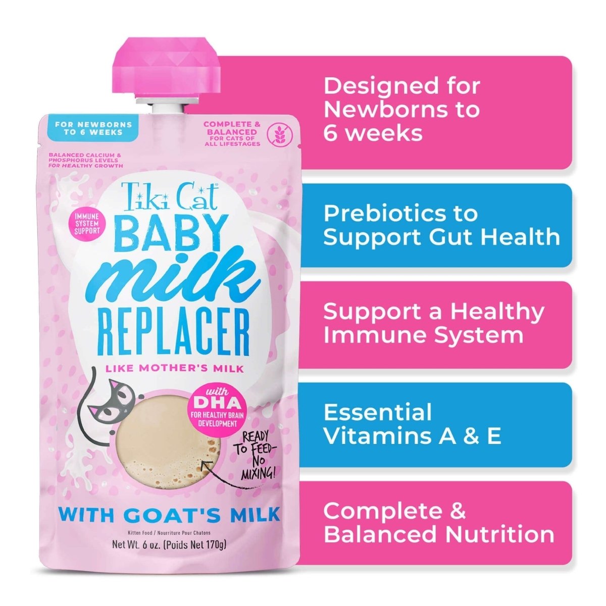 Tiki Pet Cat Milk Replacer Kitten Goat Milk 6oz. (Case of 6) - Pets Perfect