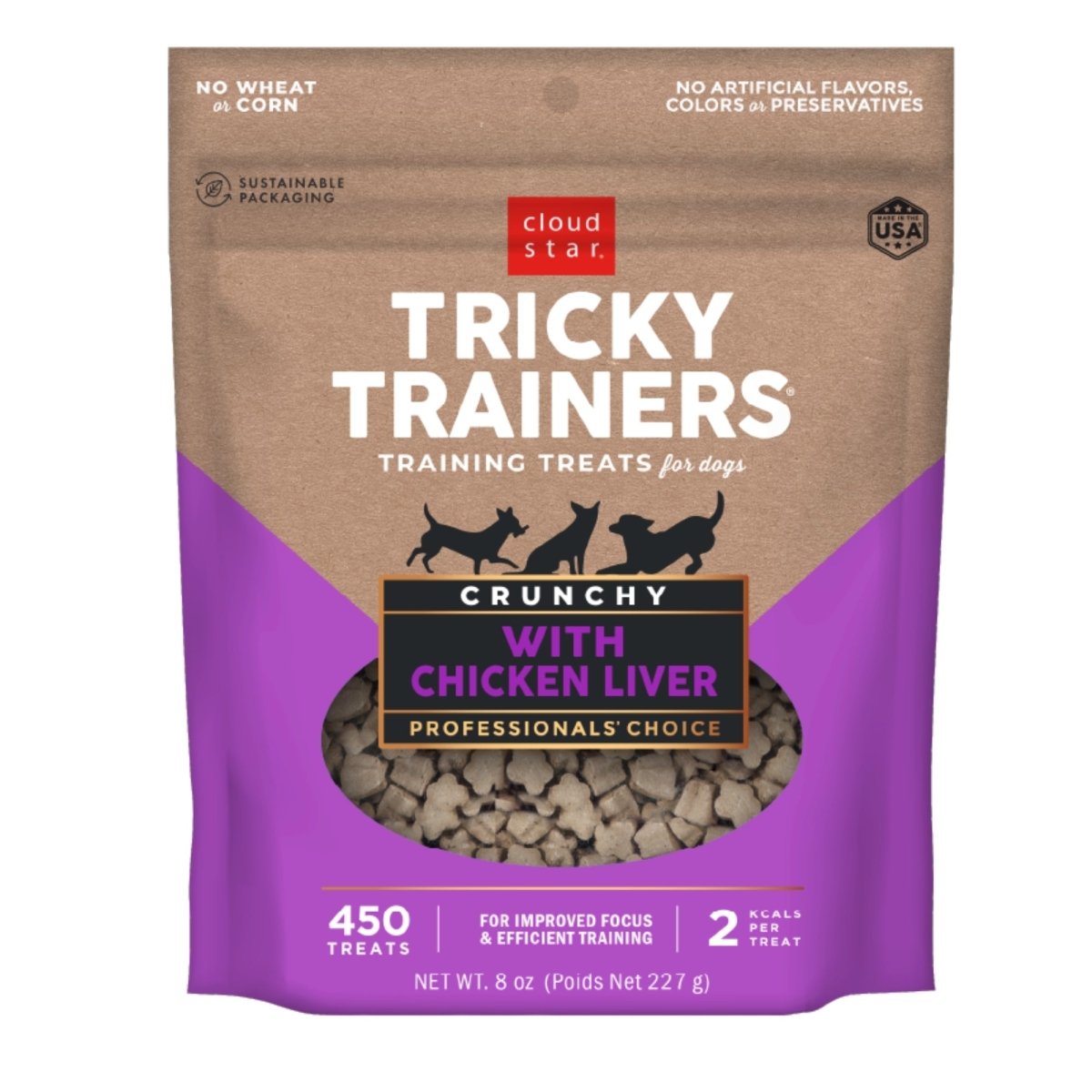 Cloud Star Crunchy Tricky Trainers Liver Flavor Dog Treats; 8oz. Bag - Pets Perfect