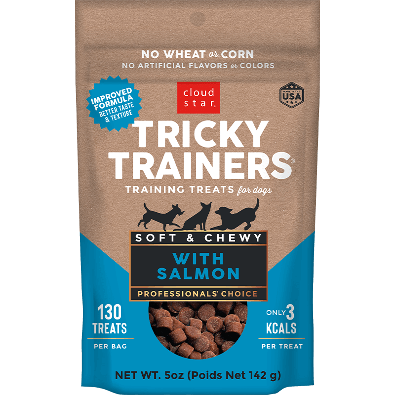 Cloud Star Chewy Tricky Trainers Salmon Flavor Dog Treats, 5 oz. Bag