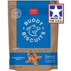 Cloud Star Original Soft and Chewy Buddy Biscuits With Bacon and Cheese Dog Treats; 20 - Oz. Bag - Pets Perfect