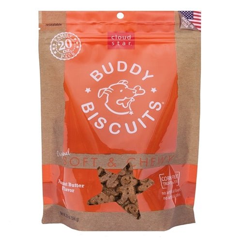 Cloud Star Original Soft and Chewy Buddy Biscuits With Peanut Butter Dog Treats; 20 - Oz. Bag - Pets Perfect