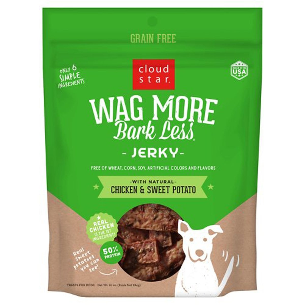Cloud Star Wag More Bark Less Chicken & Sweet Potato Jerky Dog Treats 10 oz - Pets Perfect