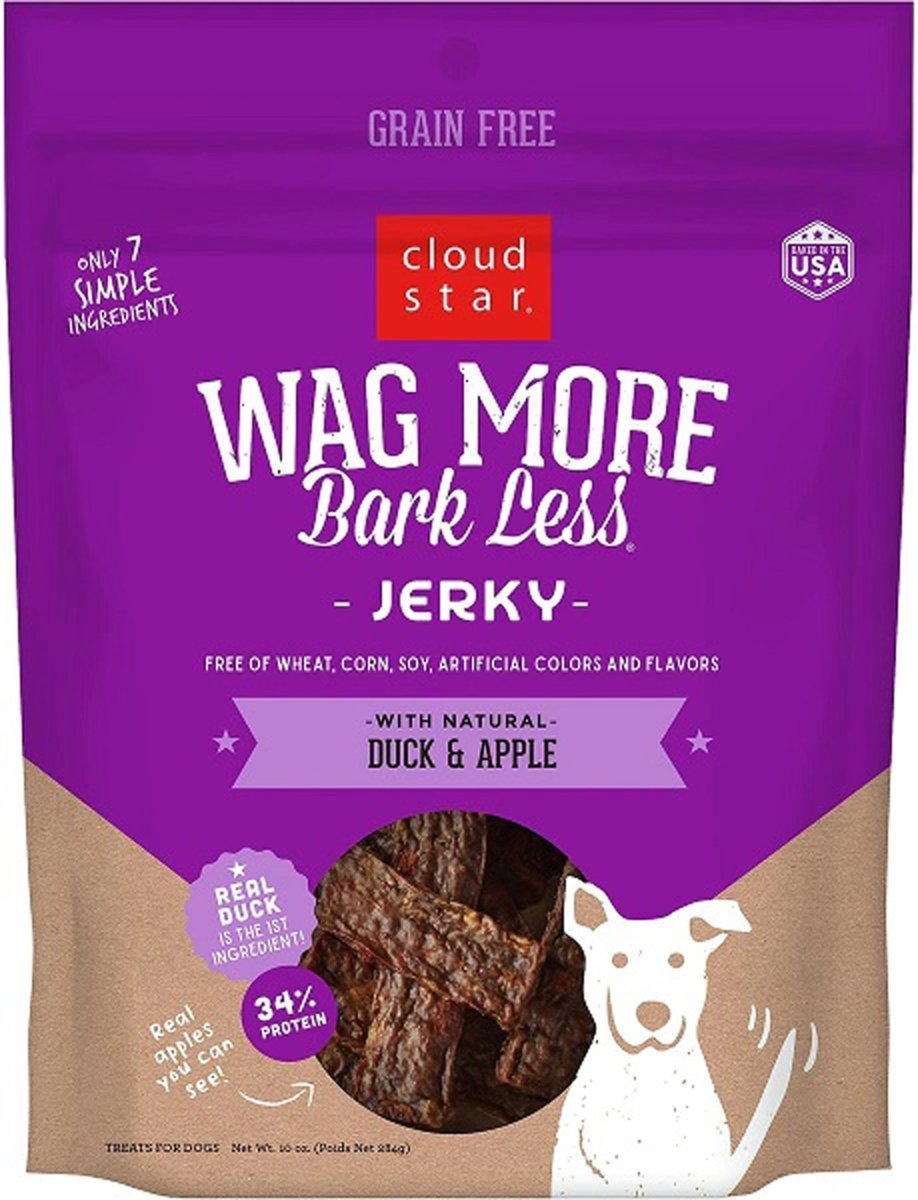 Cloud Star Wag More Bark Less Duck & Apple Jerky Dog Treats 10 oz - Pets Perfect