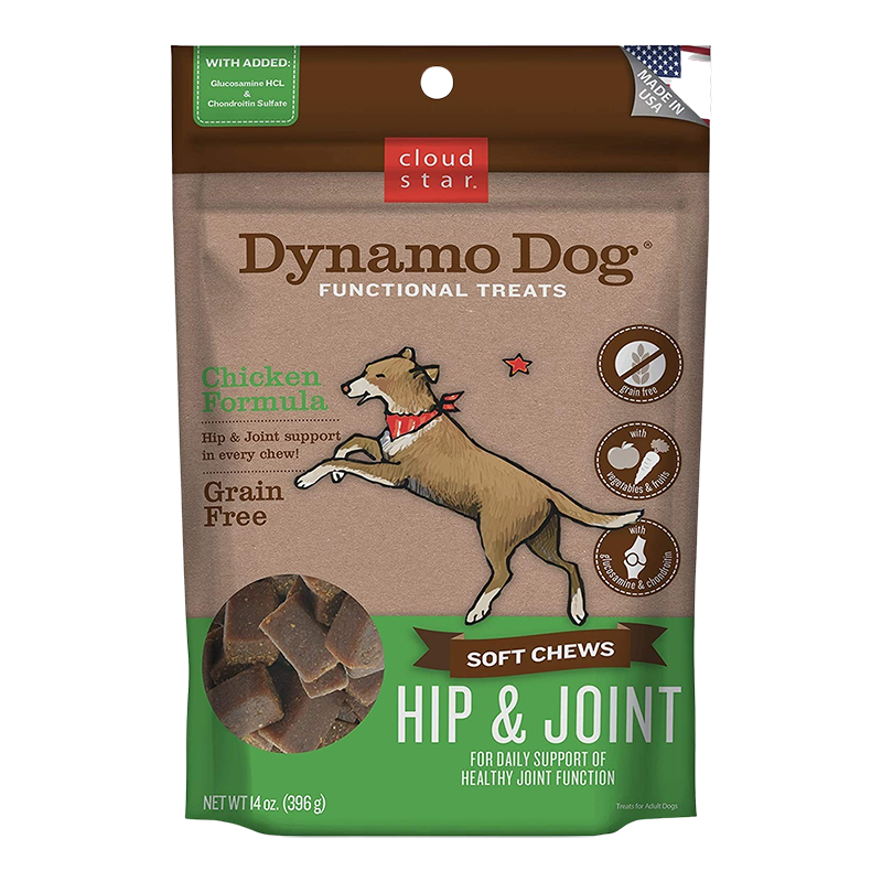 Cloud Star Dynamo Dog Hip and Joint Soft Chews Chicken Formula Dog Treats, 14 oz. Bag