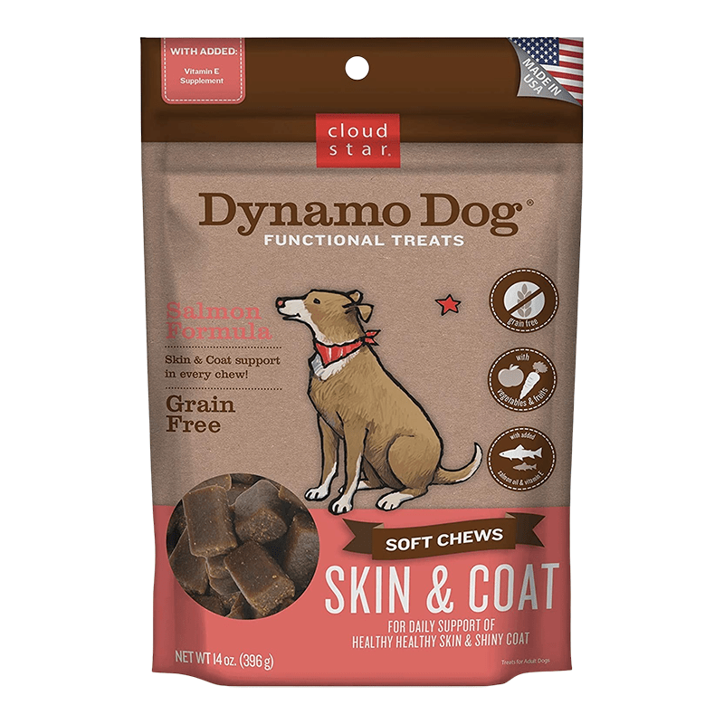 Cloud Star Dynamo Dog Skin and Coat Soft Chews Salmon Formula Dog Treats; 14oz. Bag - Pets Perfect