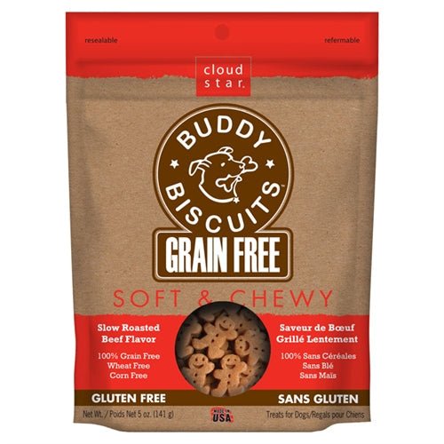 Cloud Star Grain - Free Soft and Chewy Buddy Biscuits With Slow Roasted Beef Dog Treats; 5 - Oz. Bag - Pets Perfect