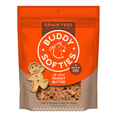 Cloud Star Grain-Free Soft and Chewy Buddy Biscuits With Homestyle Peanut Butter Dog Treats, 5 oz. Bag