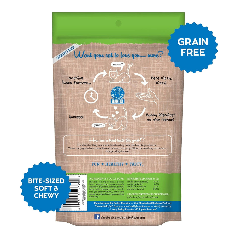 Cloud Star Grain-Free Buddy Biscuits With Tender Chicken Cat Treats, 3 oz. Bag