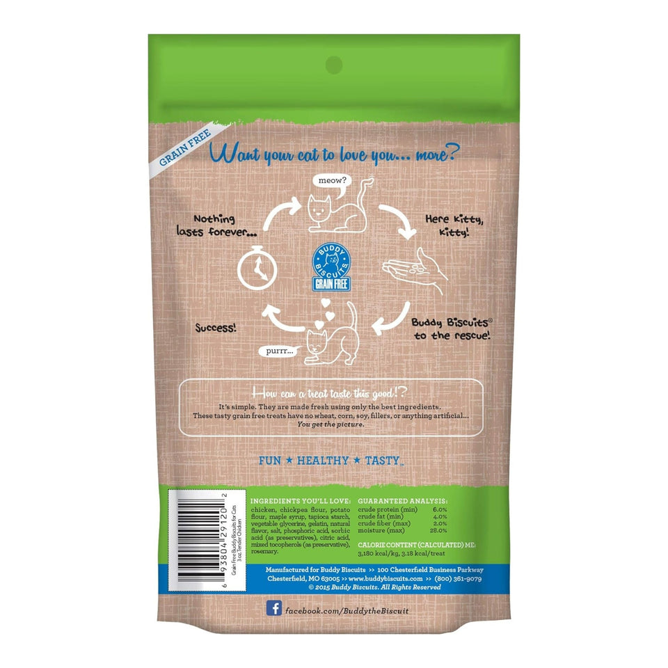 Cloud Star Grain-Free Buddy Biscuits With Tender Chicken Cat Treats, 3 oz. Bag