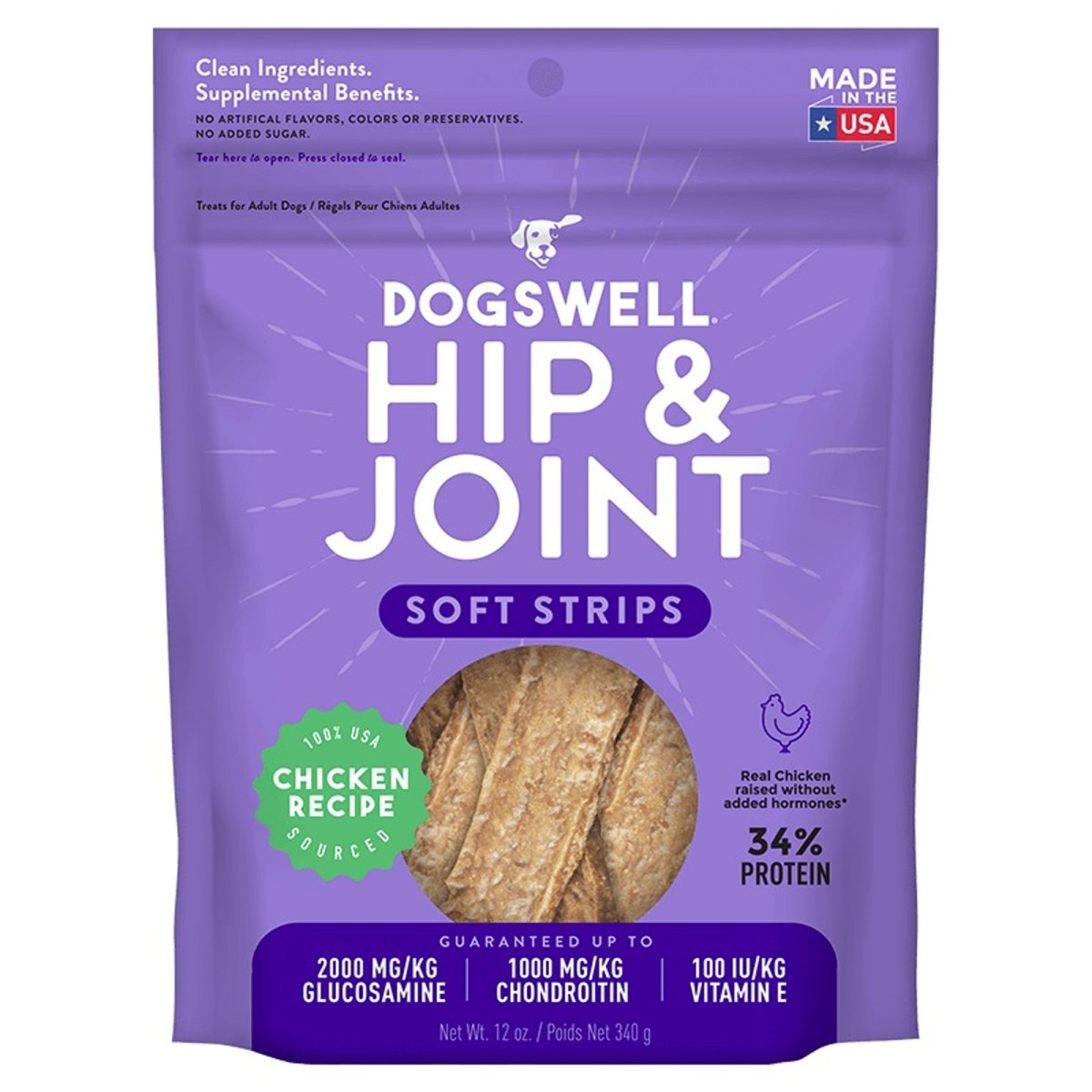 Dogswell Hip & Joint Grain - Free Soft Strips Chicken Dog Treats 12oz. - Pets Perfect